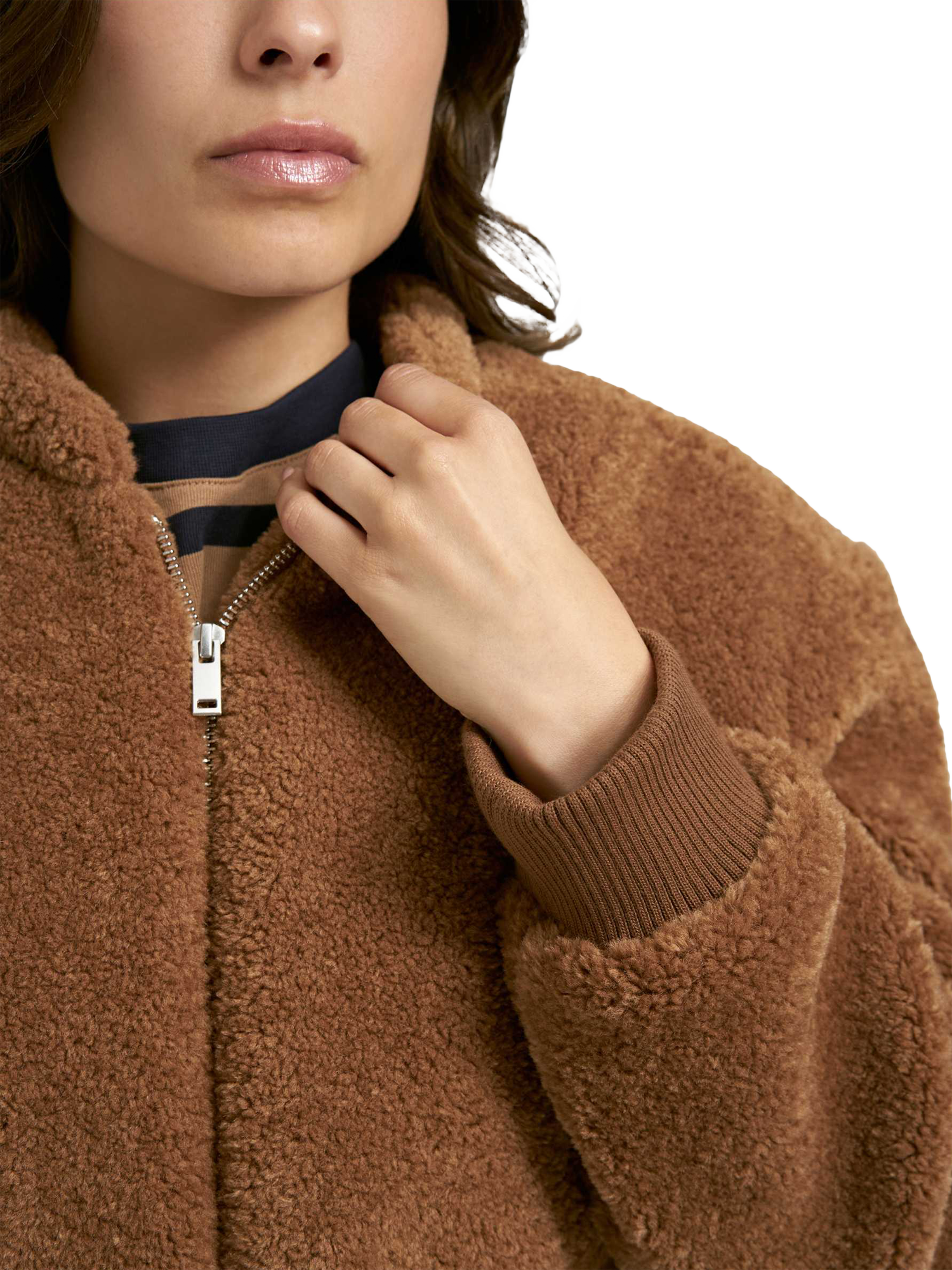 Product image 4 of 5, which shows Smith & Soul Teddy Bomber Jacket, Caramel, XS