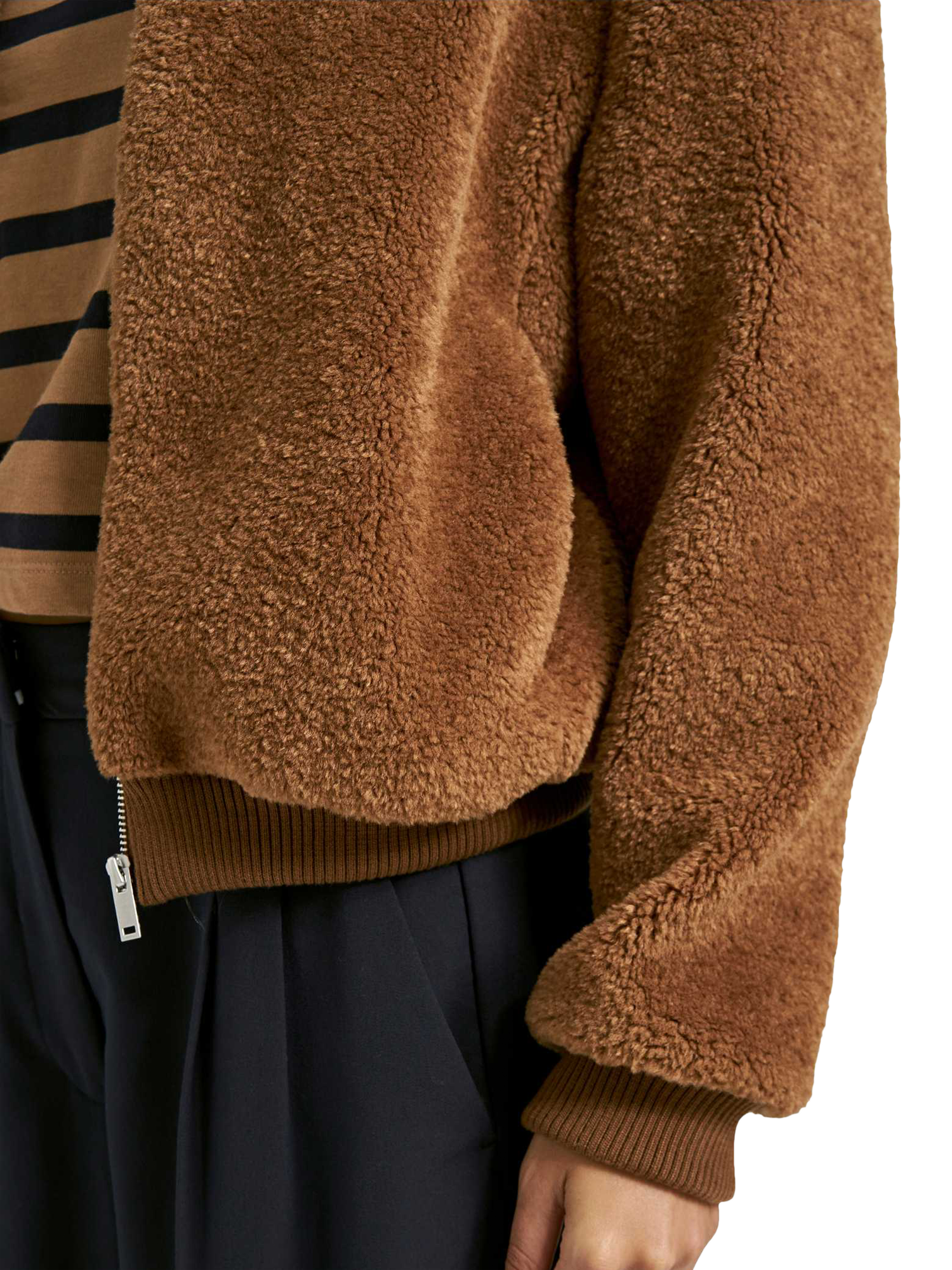 Product image 5 of 5, which shows Smith & Soul Teddy Bomber Jacket, Caramel, XS