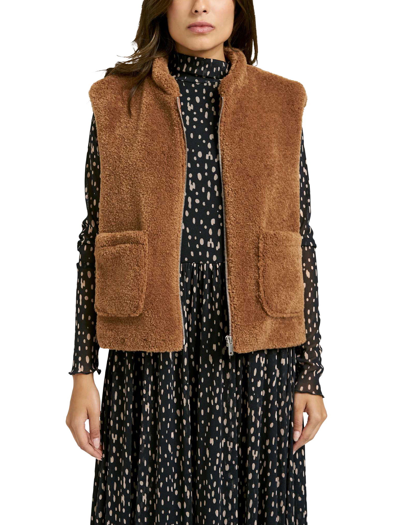 Product image 1 of 6, which shows Smith & Soul Teddy Gilet, Caramel, XS