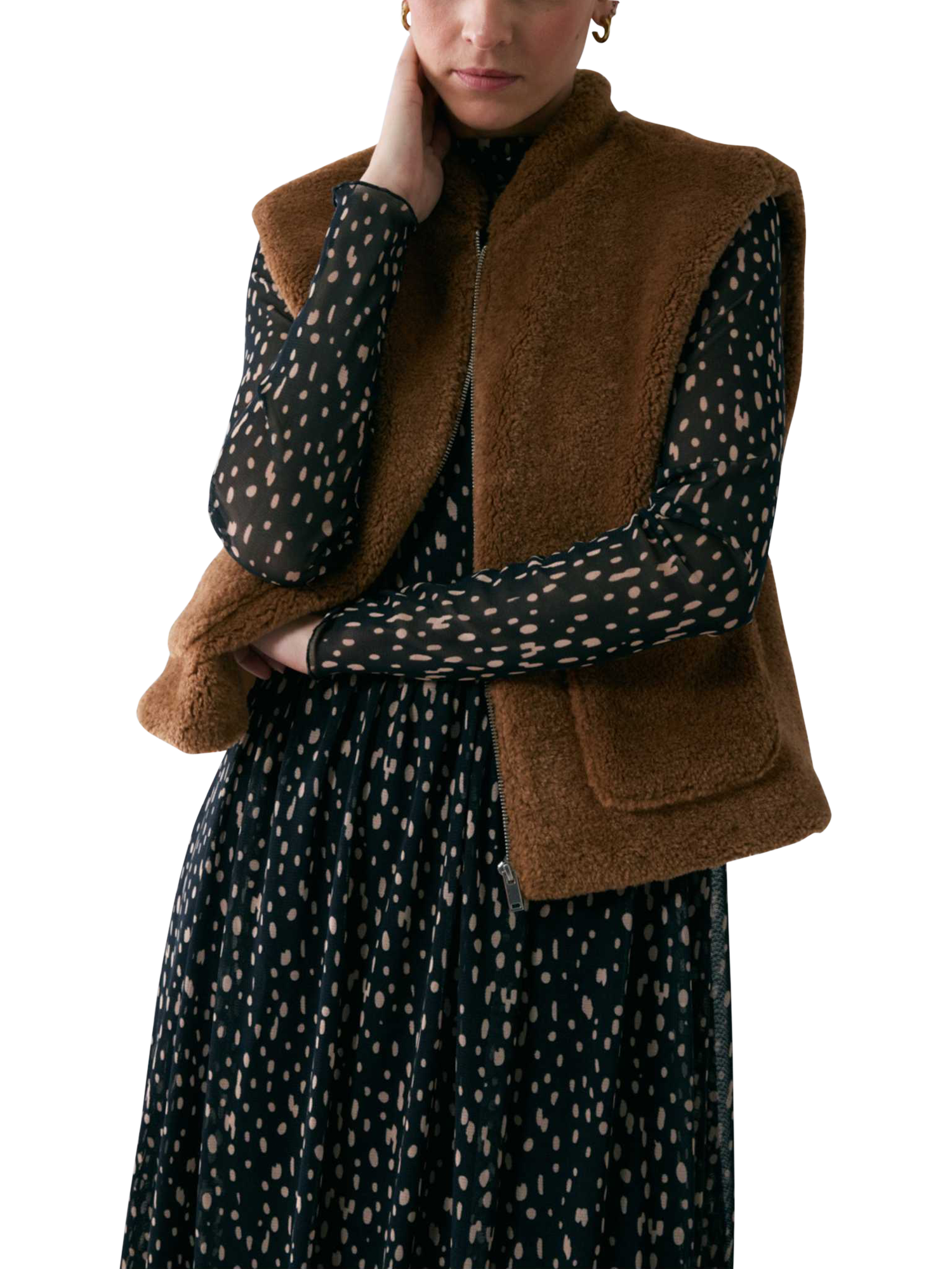 Product image 6 of 6, which shows Smith & Soul Teddy Gilet, Caramel, XS
