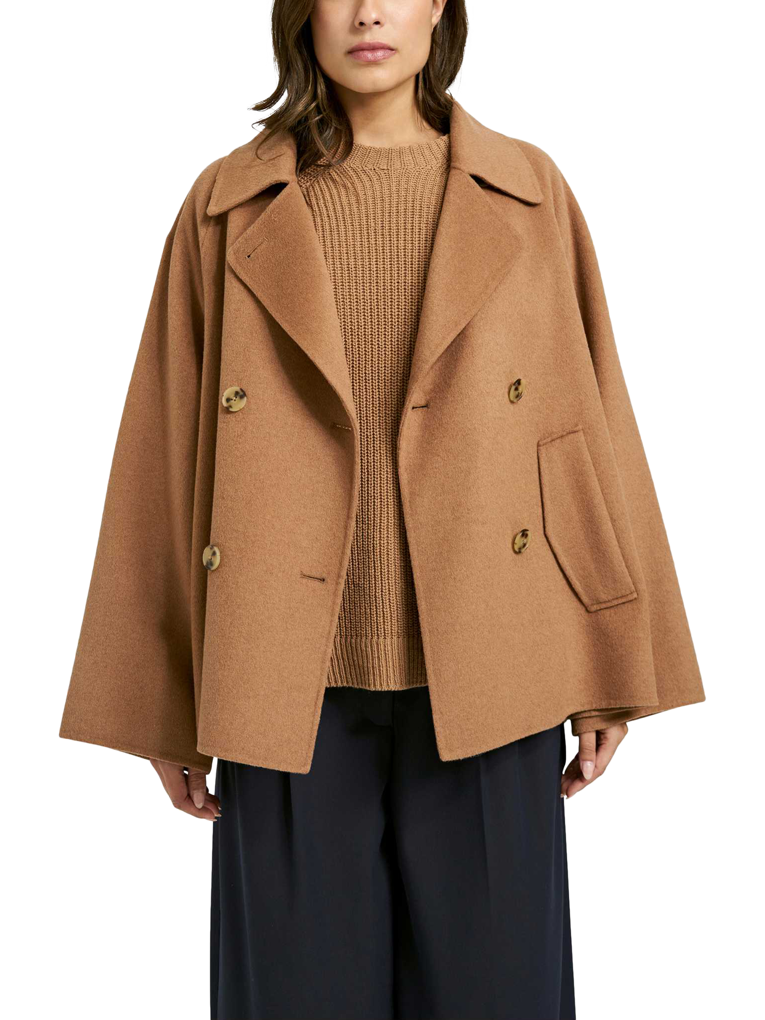 Product image 1 of 6, which shows Smith & Soul Double Breasted Wool Blend Jacket, Caramel, XS