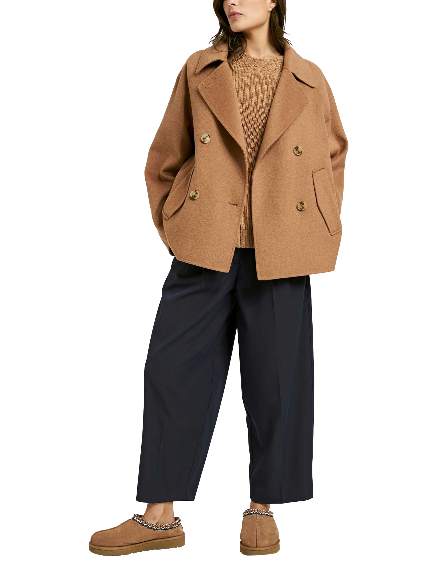 Product image 3 of 6, which shows Smith & Soul Double Breasted Wool Blend Jacket, Caramel, XS