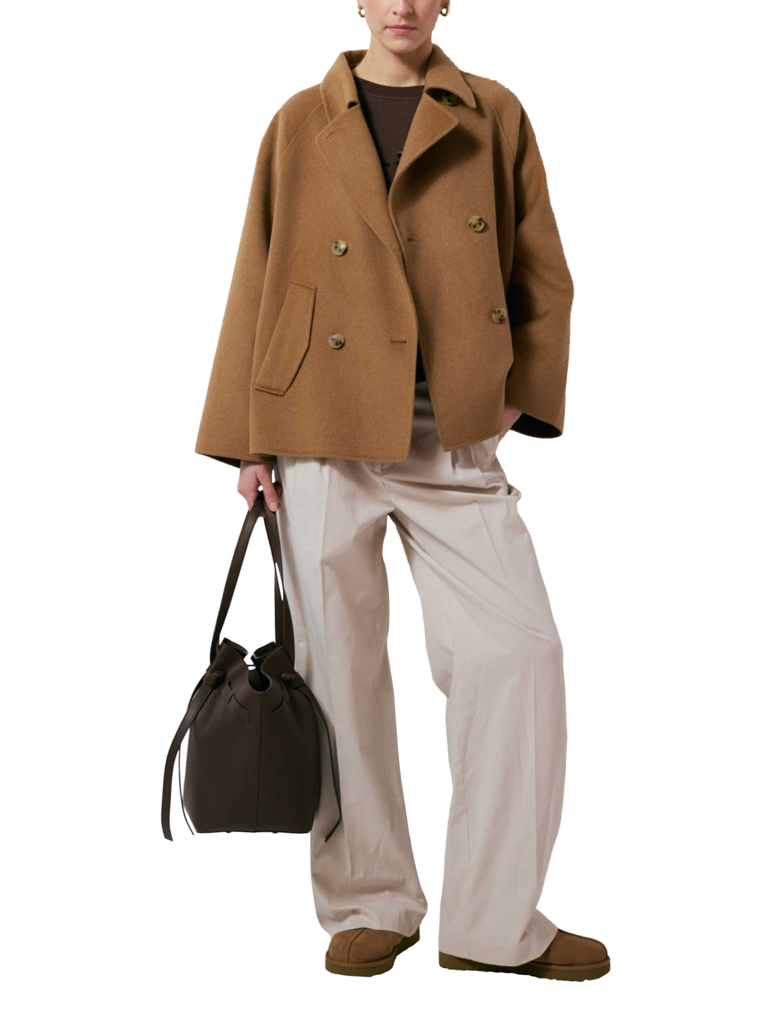 Product image 5 of 6, which shows Smith & Soul Double Breasted Wool Blend Jacket, Caramel, XS