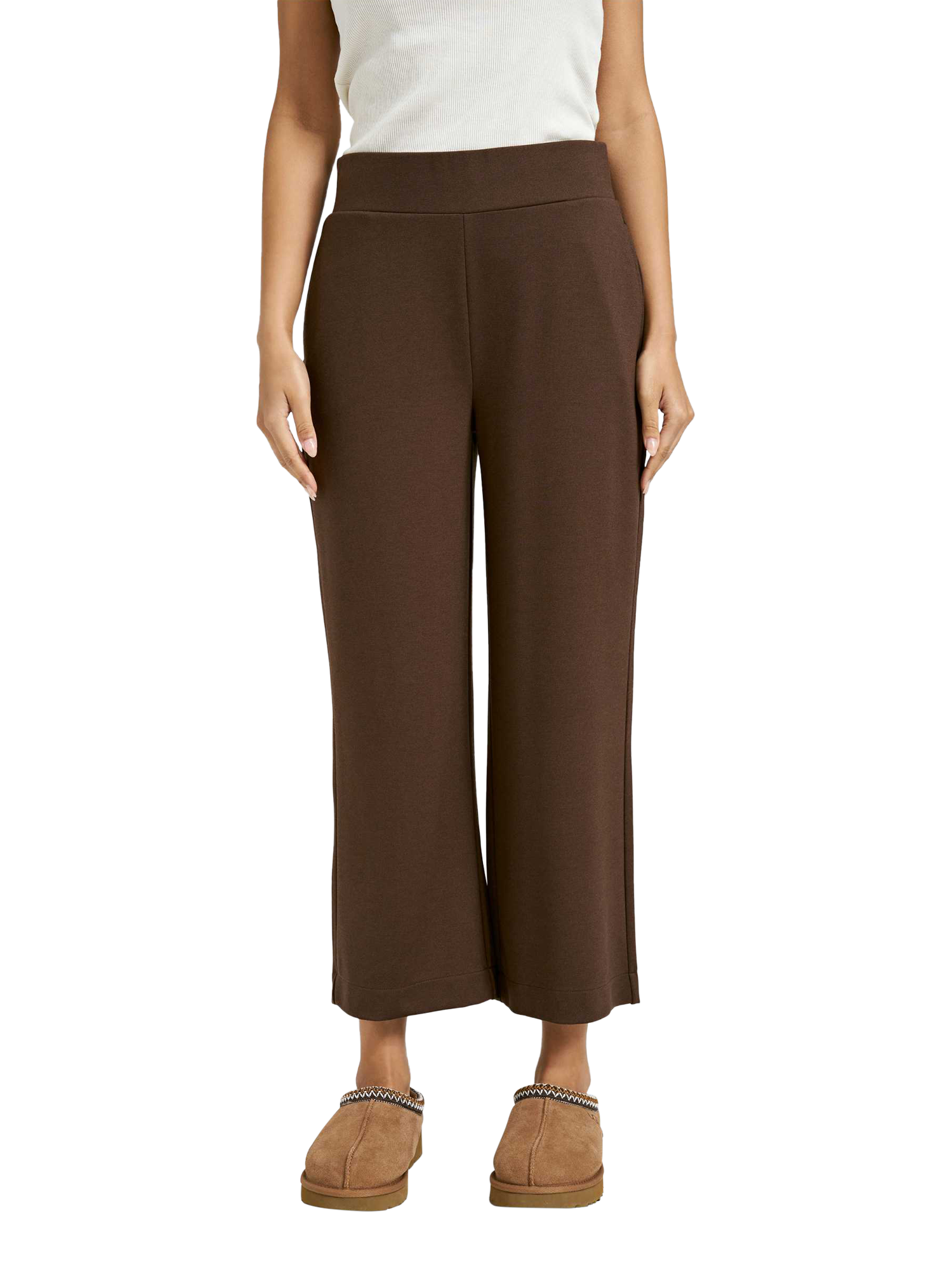 Product image 1 of 3, which shows Smith & Soul Jersey Wide Leg Culottes, Dark Brown, XS