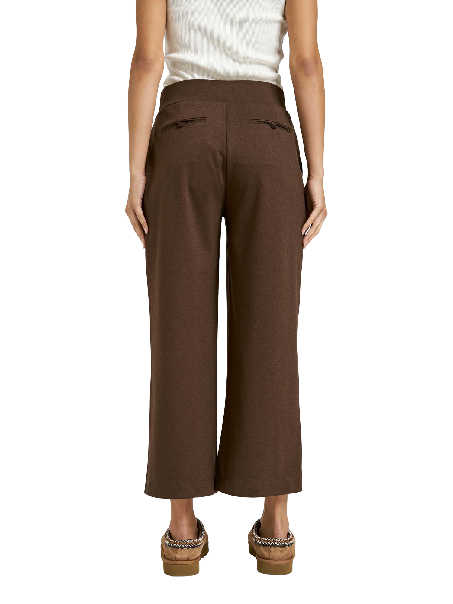 Product image 2 of 3, which shows Smith & Soul Jersey Wide Leg Culottes, Dark Brown, XS