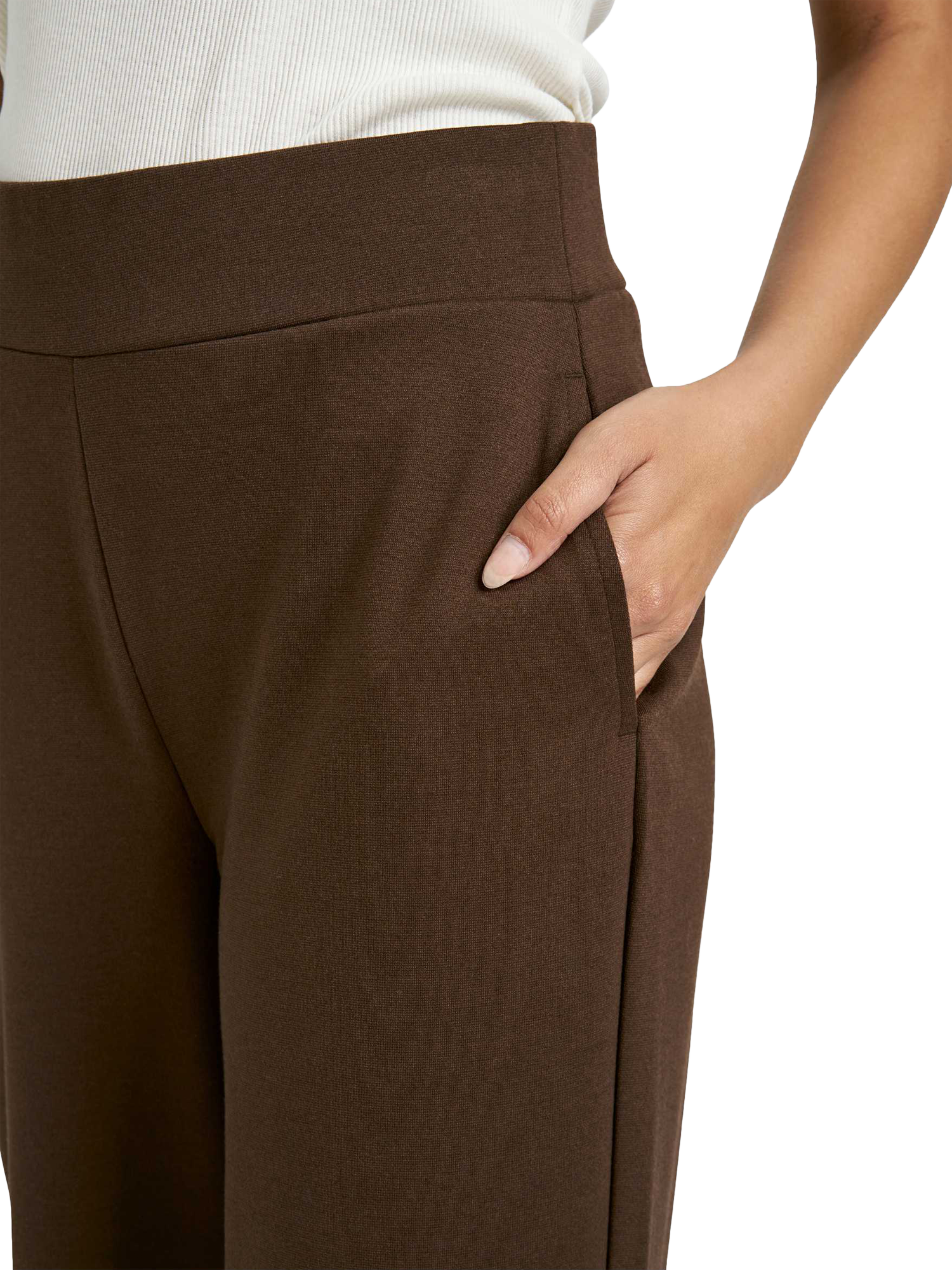 Product image 3 of 3, which shows Smith & Soul Jersey Wide Leg Culottes, Dark Brown, XS