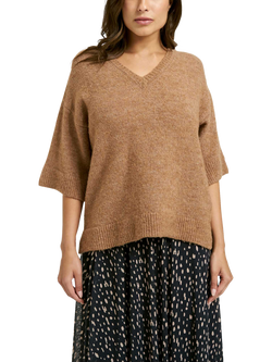 Smith & Soul V-Neck Boucle Jumper, Caramel, Caramel
