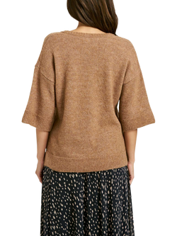 Smith & Soul V-Neck Boucle Jumper, Caramel - view 2, Caramel