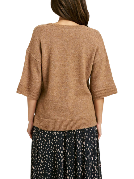 Smith & Soul V-Neck Boucle Jumper, Caramel - view 2, Caramel