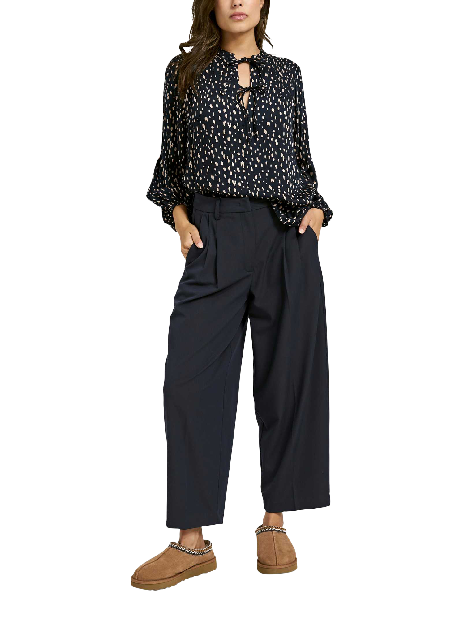 Product image 3 of 5, which shows Smith & Soul Polka Dot Long Sleeve Top, Marine, XS