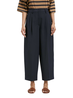 Smith & Soul Straight Cropped Tailored Trousers, Navy, Navy