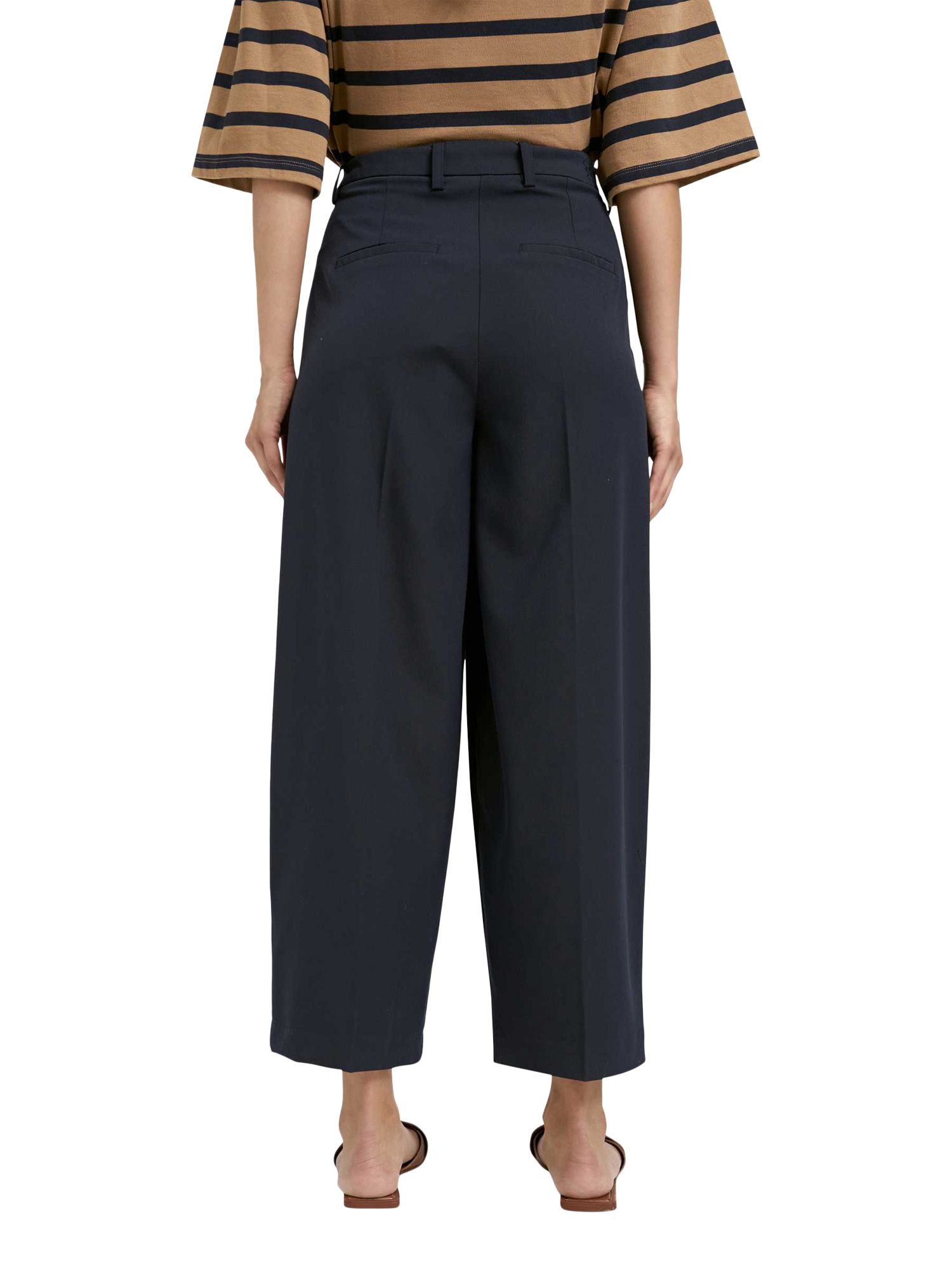 Product image 2 of 5, which shows Smith & Soul Straight Cropped Tailored Trousers, Navy, XS