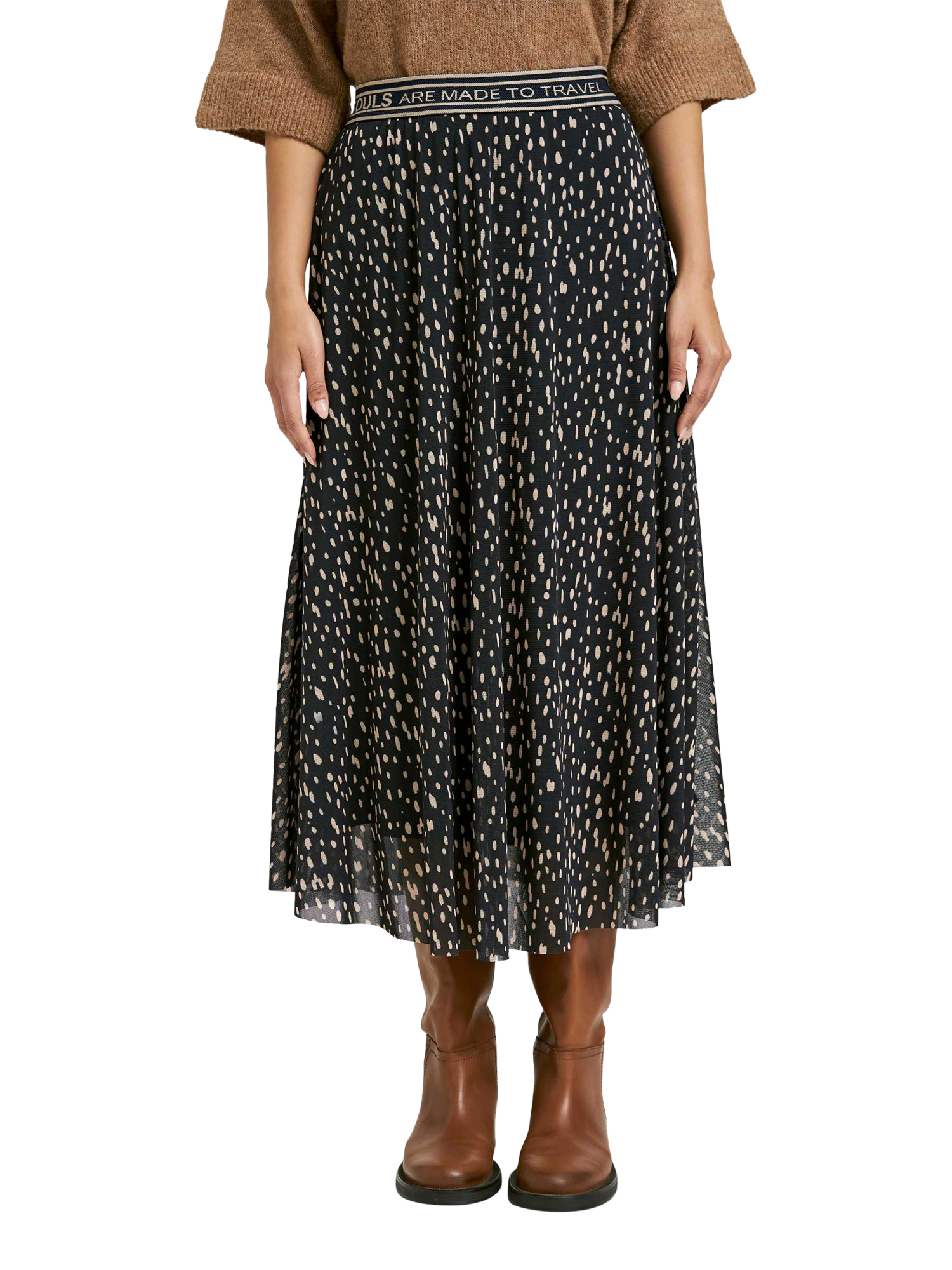 Product image 1 of 5, which shows Smith & Soul Abstract Mesh Midi Skirt, Blue/Cream, XS