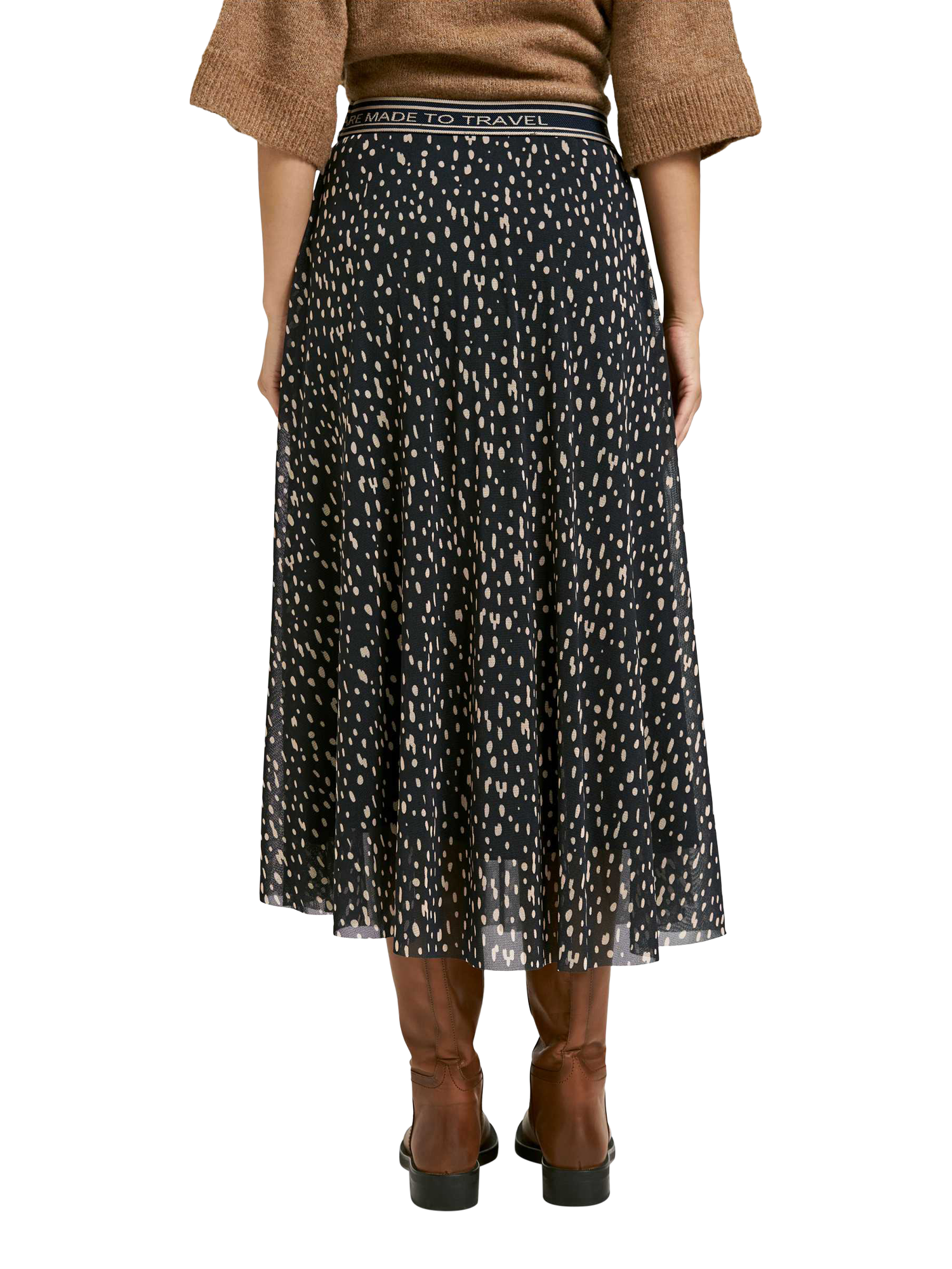 Product image 2 of 5, which shows Smith & Soul Abstract Mesh Midi Skirt, Blue/Cream, XS