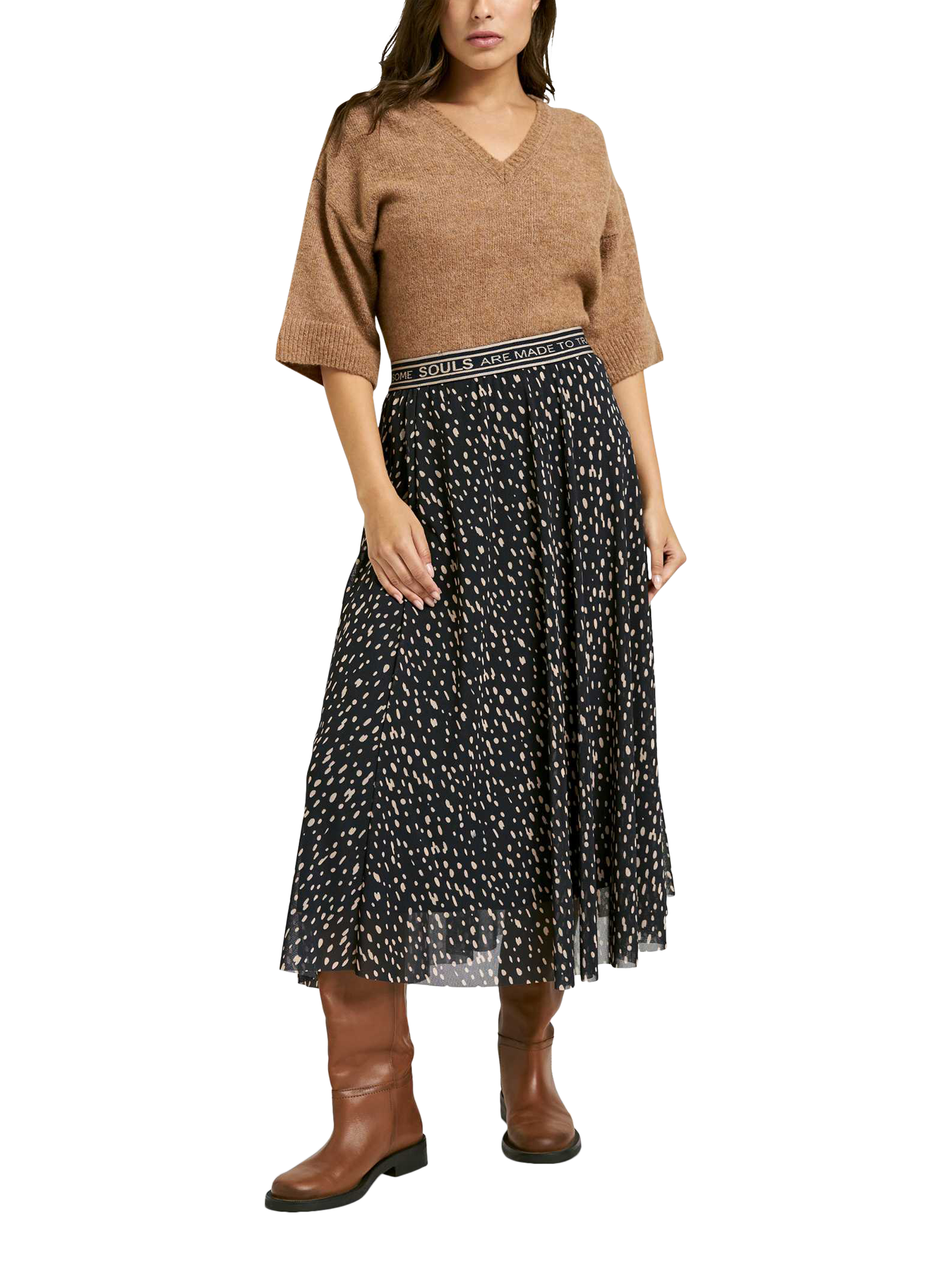 Product image 3 of 5, which shows Smith & Soul Abstract Mesh Midi Skirt, Blue/Cream, XS