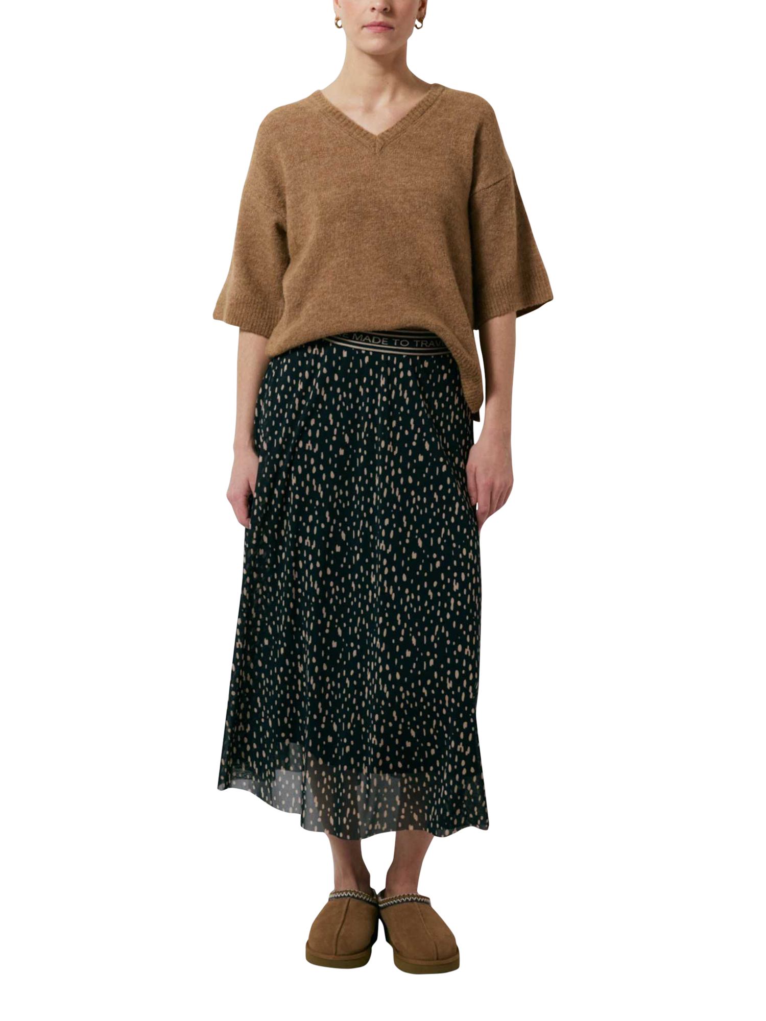 Product image 5 of 5, which shows Smith & Soul Abstract Mesh Midi Skirt, Blue/Cream, XS