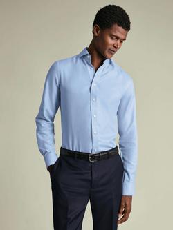 Charles Tyrwhitt Cotton Herringbone Weave Non-Iron Shirt, Sky Blue
