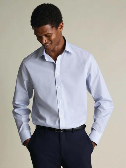 Charles Tyrwhitt Non Iron Check Poplin Cotton Slim Fit Shirt, Blue/Red Check, Blue/Red Check