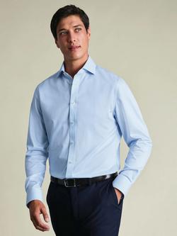 Charles Tyrwhitt Non Iron Cotton Stretch Weave Slim Fit Shirt - view 2, Blue