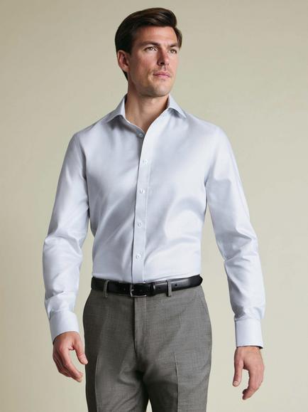 Charles Tyrwhitt Non Iron Cotton Stretch Weave Slim Fit Shirt, Light Grey