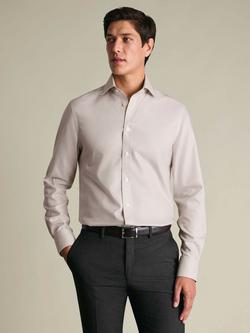 Charles Tyrwhitt Non Iron Cotton Stretch Weave Slim Fit Shirt - view 2, Natural Stone