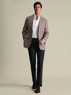 Charles Tyrwhitt Lightweight Windowpane Check Suit Jacket, Burgundy Red, Burgundy Red