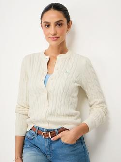 Crew Clothing Heritage Cable Knit Jumper, White, White