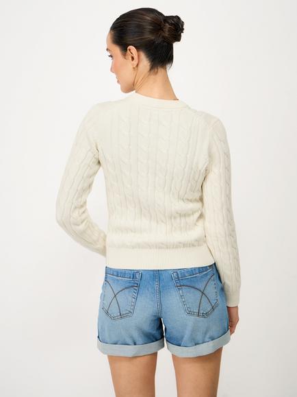 Crew Clothing Heritage Cable Knit Jumper, White - view 2, White