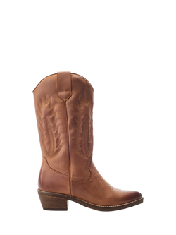 Moda in Pelle Oka Leather Cowboy Calf Boots, Tan