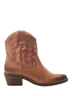 Moda in Pelle Okuri Leather Cowboy Ankle Boots, Tan