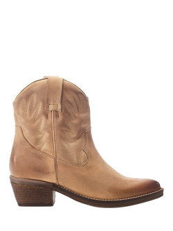 Moda in Pelle Okuri Leather Cowboy Ankle Boots, Stone