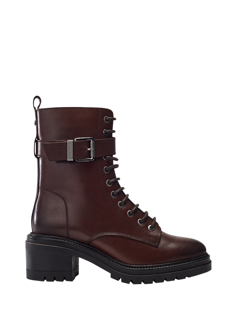 Product image 1 of 4, which shows Moda in Pelle Omana Leather Ankle Boots, Dark Brown, 3
