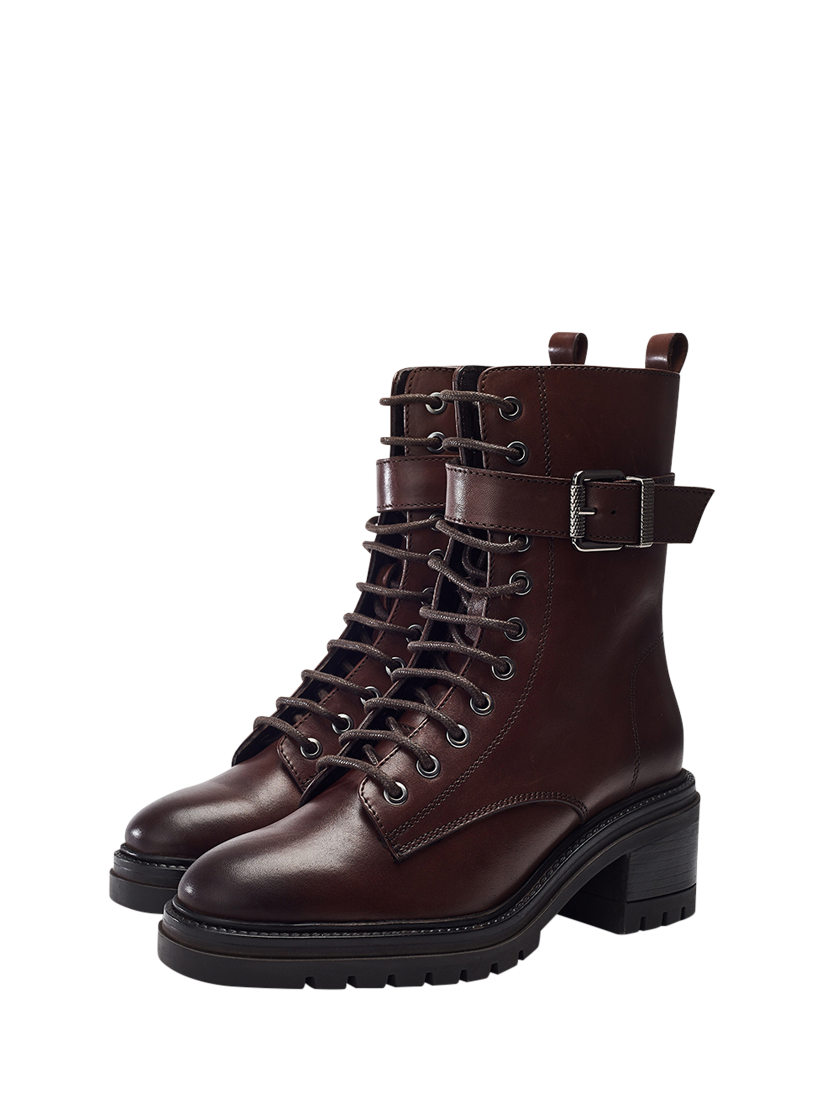Product image 2 of 4, which shows Moda in Pelle Omana Leather Ankle Boots, Dark Brown, 3