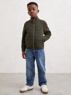 Reiss Kids' Southend Zip-Up Jumper, Dark Green, Dark Green