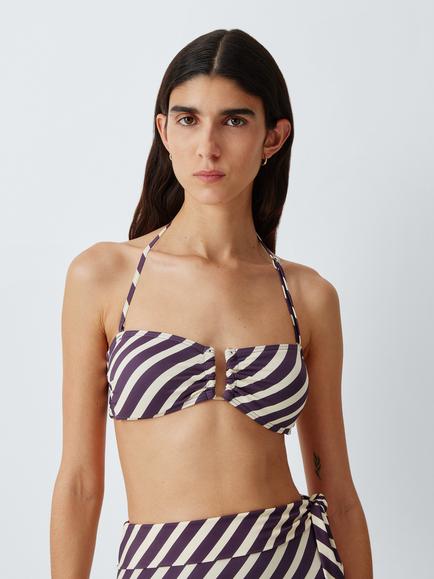 John Lewis Cruz U-Bar Bandeau Bikini Top, Plum Multi, Plum Multi