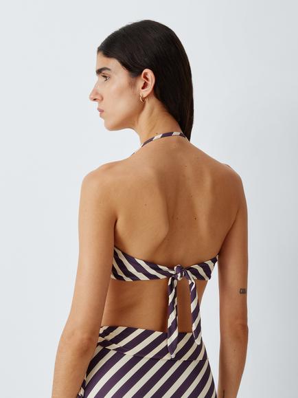 John Lewis Cruz U-Bar Bandeau Bikini Top, Plum Multi - view 2, Plum Multi