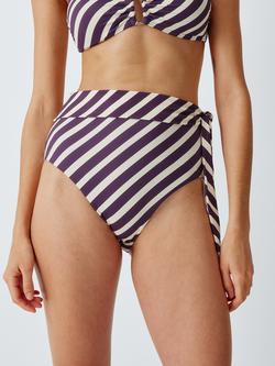 John Lewis Cruz Sash High Waist Bikini Bottoms, Plum Multi, Plum Multi