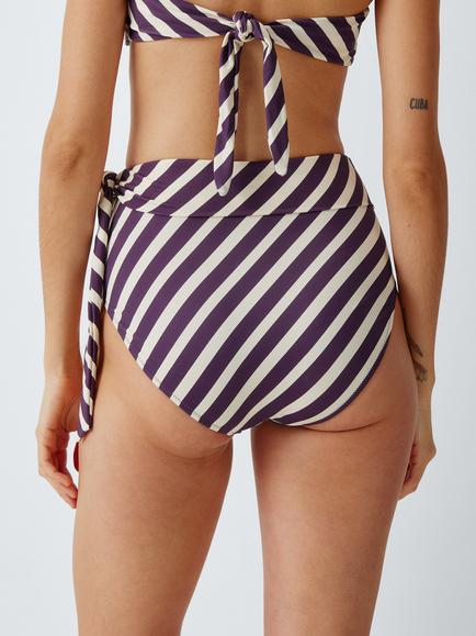John Lewis Cruz Sash High Waist Bikini Bottoms, Plum Multi - view 2, Plum Multi