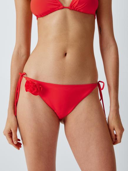 John Lewis Las Flores String Tie Bikini Bottoms, Red, Red