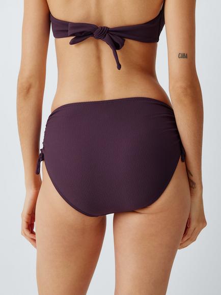 John Lewis Yucatan Textured High Waist Adjustable Ties Bikini Bottoms, Plum - view 2, Plum