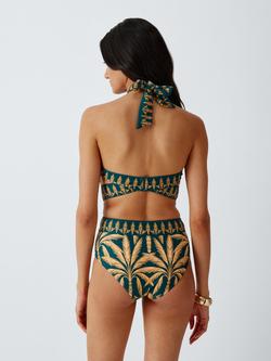 John Lewis Palma Cut Out Halterneck Swimsuit, Teal - view 2, Teal
