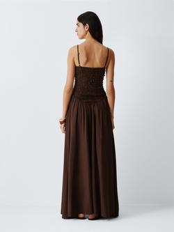John Lewis Dropped Waist Midi Dress, Chocolate - view 2, Chocolate