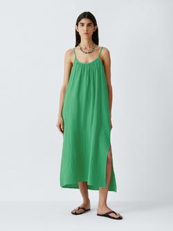 John Lewis Cheesecloth Cami Midi Beach Dress, Green