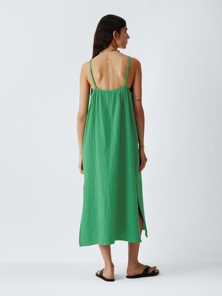 John Lewis Cheesecloth Cami Midi Beach Dress - view 2, Green