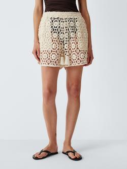 John Lewis Sorrento Crochet Shorts, Ivory, Ivory
