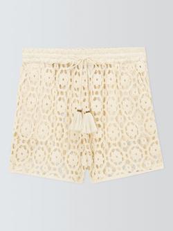 John Lewis Sorrento Crochet Shorts, Ivory, Ivory