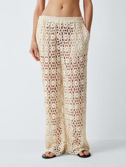 John Lewis Sorrento Crochet Trousers, Ivory, Ivory