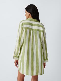 John Lewis Cotton Stripe Beach Shirt - view 2, Green