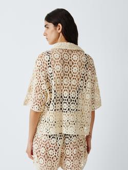 John Lewis Sorrento Crochet Tie Up Shirt, Ivory - view 2, Ivory