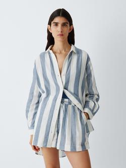 John Lewis Cotton Stripe Beach Shirt, Blue